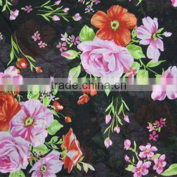 100%cotton voile flower print fabric for ladies dress tprint cotton voile fabric