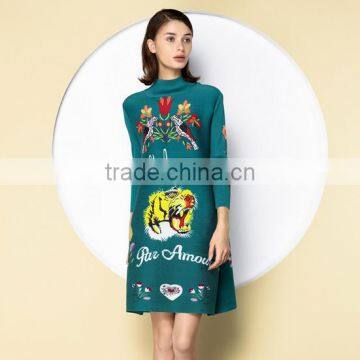 Factory direct women colorful printing polyester fabric dresses