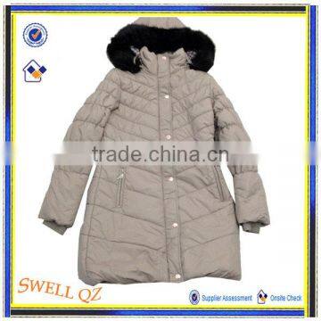 fashion disign winter women's coat with fur hood