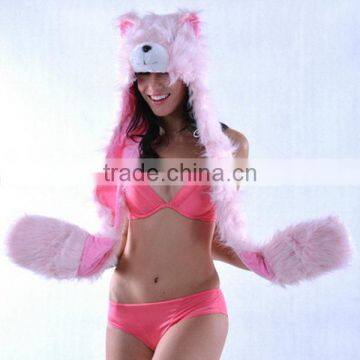 Designer Useful Factory Price Wolf Animal Hood Hat With Scarf