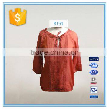 Women Loose Three Quarter Sleeve Casual Blouse Designs For Fat Woman