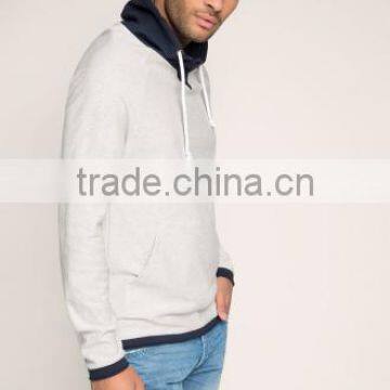 cuffs and hem with contrast color rib design Custom made high quality hoody for men