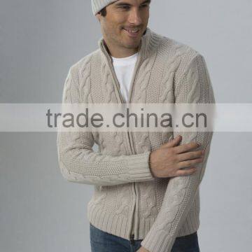 100% Cashmere Cable Knit Full Zip Men's Cardigan photo-2
