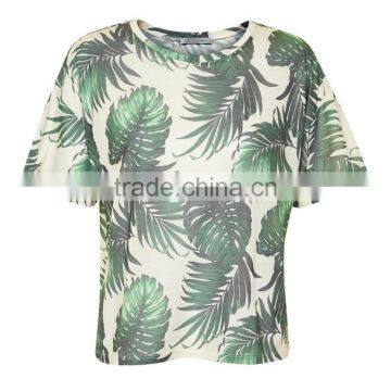 womens all over print t shirt, oversize t shirt woman, leaf print t shirt