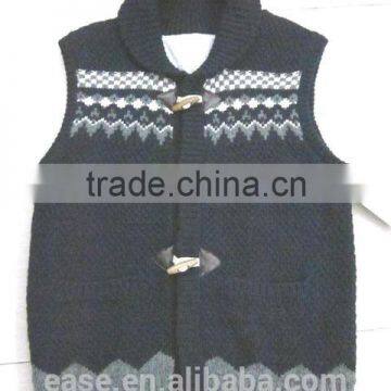 2016 Fancy Sleeveless Horn Button Men Heavy Knit Cardigan Sweater waistcoat