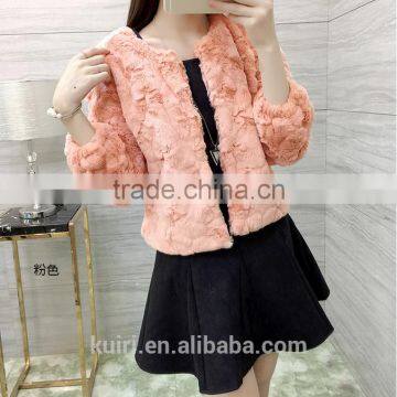 2016 New Genuine Rabbit Fur Coat Fashion Women Short Knitted Slim Coat Jacket Elegant Winter Warm Fur Rabbit Coats photo-4