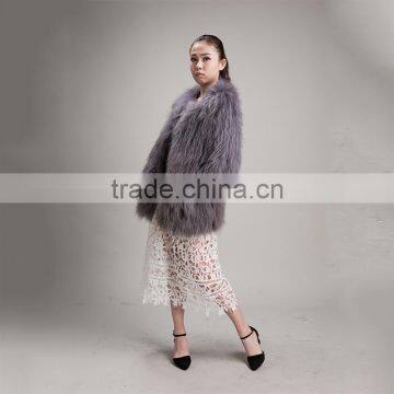 Myfur Women Winter Fluffy Real Raccoon Fur Coat Fur Outerwear Jacket Dark Grey photo-2