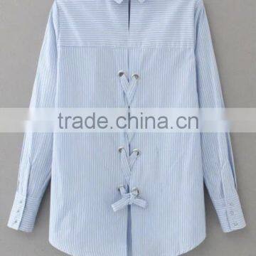 Runwaylover EY2384B Hot Sale 2017 Ladies Elegant Stripe Embroidery Blouse photo-3