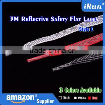 Bestselling Polyester 3M Reflective Flat Shoelaces For Sneakers - Customized Flat 3M Safety Shoelaces - Black White Red Laces photo-4