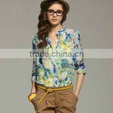 fashion chiffon blouse with pocket,women clothing