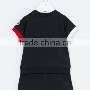 2017 New Design Custom Summer Kids Color Block Tracksuit Clothes Set Kids Active Wear Baby Clothes Set
