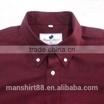 Button Down Collar Long Sleeve Gingham Causal Men Shirt 100% Cotton photo-2