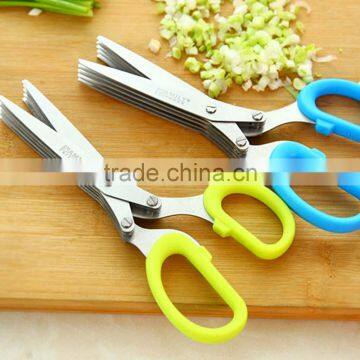 Stainless Steel 5 Layers Kitchen Scissors Multi-functional Shredded Cut Herb Green Onion Cut Scissor Spices Kitchen Tool KC1056 photo-3