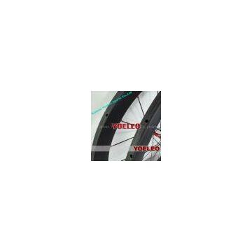700C Carbon Wheels Tubular 50MM Black Spokes Red Hubs 3K Matt photo-2