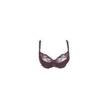 Coffee Soft Full Figured Bras 95E Lace Microfiber Fabric , Classic Dots Printing