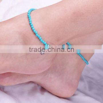 Sexy Turquoise Beads Plam Chain Anklets Ankle Summer Beach Foot Jewelry