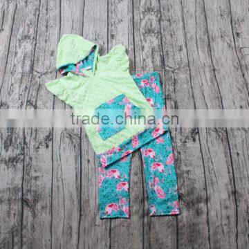 wholesale baby girl easter outfit flamingo print flutter sleeve hoodie boutique outfit sets children 2pcs outfits