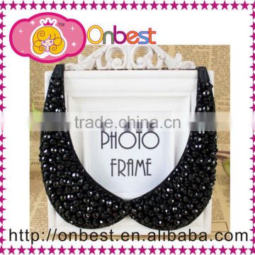 handmade necklace luxurious black gem round collar necklace