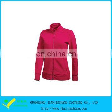 Bright Rose Color 100% Polyester Hooded Slim Fitted Hoodies For Hot Lady