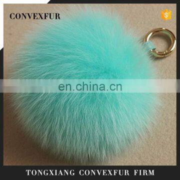 13cm genuine whole fox fur ball for bag/car keychain handmade fox fur ball poms key ring wholesale