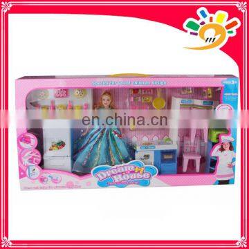 Dream house and fashion doll with furniture toy for kids