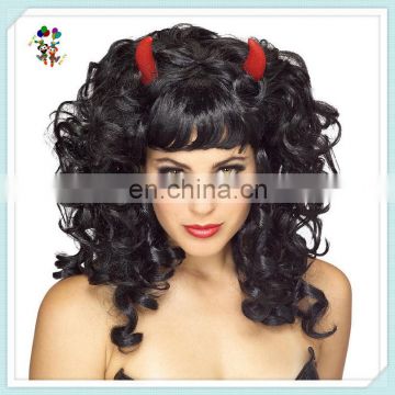 Ladies Fancy Dress Fabulous Black Devil Halloween Party Wigs HPC-0079