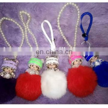 Best Seller Lovely bag charm pendant keychain real fur decoration car ornaments