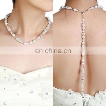 Wedding Bridal Jewelry Pearl Backdrop Necklace