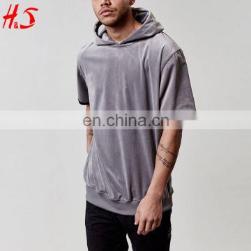 2017 Dongguan Wholesale New Design Men Street Style 100% Cotton Short Sleeve Hoodie