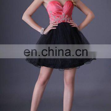 2015 Short Mini Cocktail Dress Grace Karin Strapless Sweetheart Black Watermelon Cocktail Party Dress CL3824 photo-2