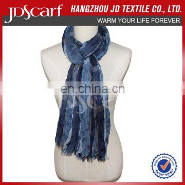 100% Polyester New China Supplier Long Checked Crumple Scarf