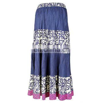 TYER + BORDER SKIRT TWO COLOR COMBINATION PLAIN AND PRINTED SKIRT