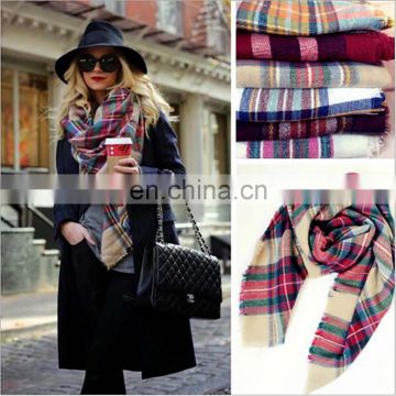 Wholesale Fashion Colorful Plaid Square Pashmina Scarf Shawl