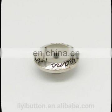 newest metal magnetic button for clothing, nickel with black words