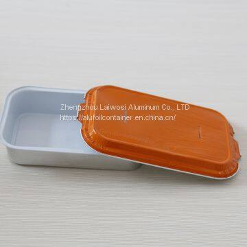 Aluminum foil airline food packing container with colorful lids