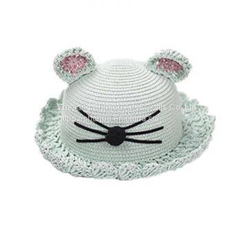 Fashion Cat Ear Custom Kids Straw Hat