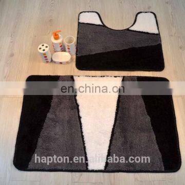 100% micro polyester 2pcs set jacquard design floor mat with TPR back bathroom mat