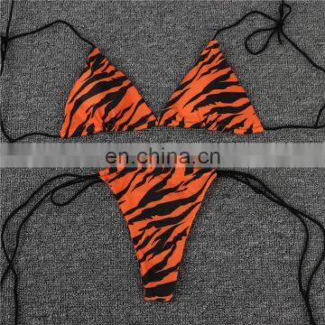 RTS Custom Made Private Label Swimwear Hot Sex Girl Bikini Zebra Leopard Silver Women Bikinis