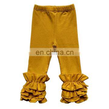 Infant Toddler Girls Double Icing Ruffle Leggings Triple Cotton Boutique Elastic Waist Slacks Joggers 27 Plain Colors 10 Sizes photo-6