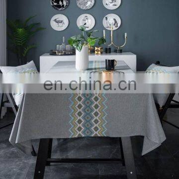 Custom Printed Waterproof Linen Ruffled Party Dinner Table Cloth Solid Embroidery Checkered Design Tablecloth photo-3