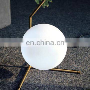 Mini Bedroom Metal Tripod Lamp Stand Glass Table Lighting photo-2