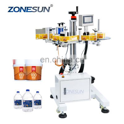 ZONESUN ZS-TB852 Water Sticker Automatic Line Side Bottle Labeling Machine For Carton Plastic Bucket Bottle