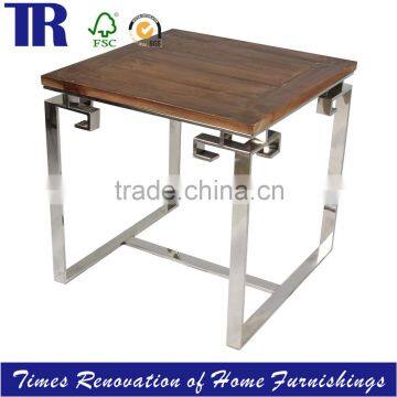 Recycle Pine Side Table,Steel Side Table,Antique Wood Side Table