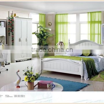 white color simple county style bed in bedroom furniture 150*200