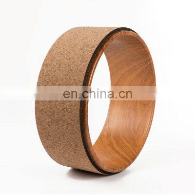 Factory Custom New Design Wood Eco Friendly Anti Stress Cork Yoga Back Wheel Roller For Massage Roller