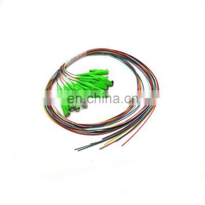 12 color single mode fiber optic white g652d E2000 APC pigtail tight tube0.9mm fiber optic bundle pigtail