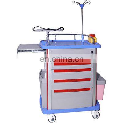 High Quality Hospital ABS Plastic Medical Emergency Trolley/Emergency Cart for Hospital use