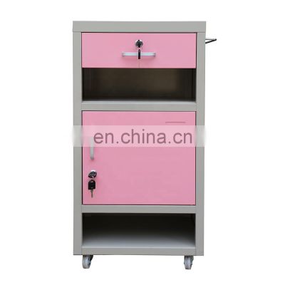 Medical Hospital Metal Big Locker Bedside Cabinet with Drawer and One Tower Hanger