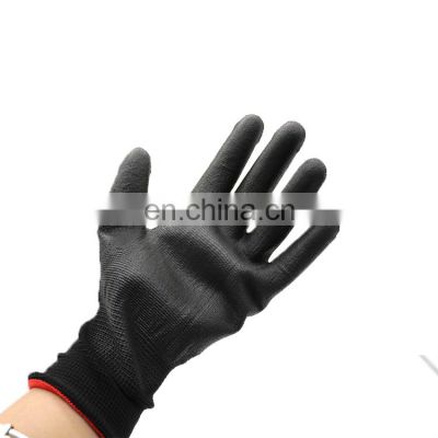 Black PU Coated Grip Gloves Builders Construction Mechanic PU Gloves