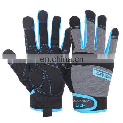 HDD In Stock men Blue construction #6035 synthetic leather work outdoor mechanic touch screen gloves work